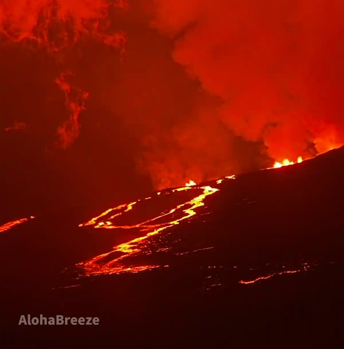 サドルロードからは迫力のある溶岩流が見られた
