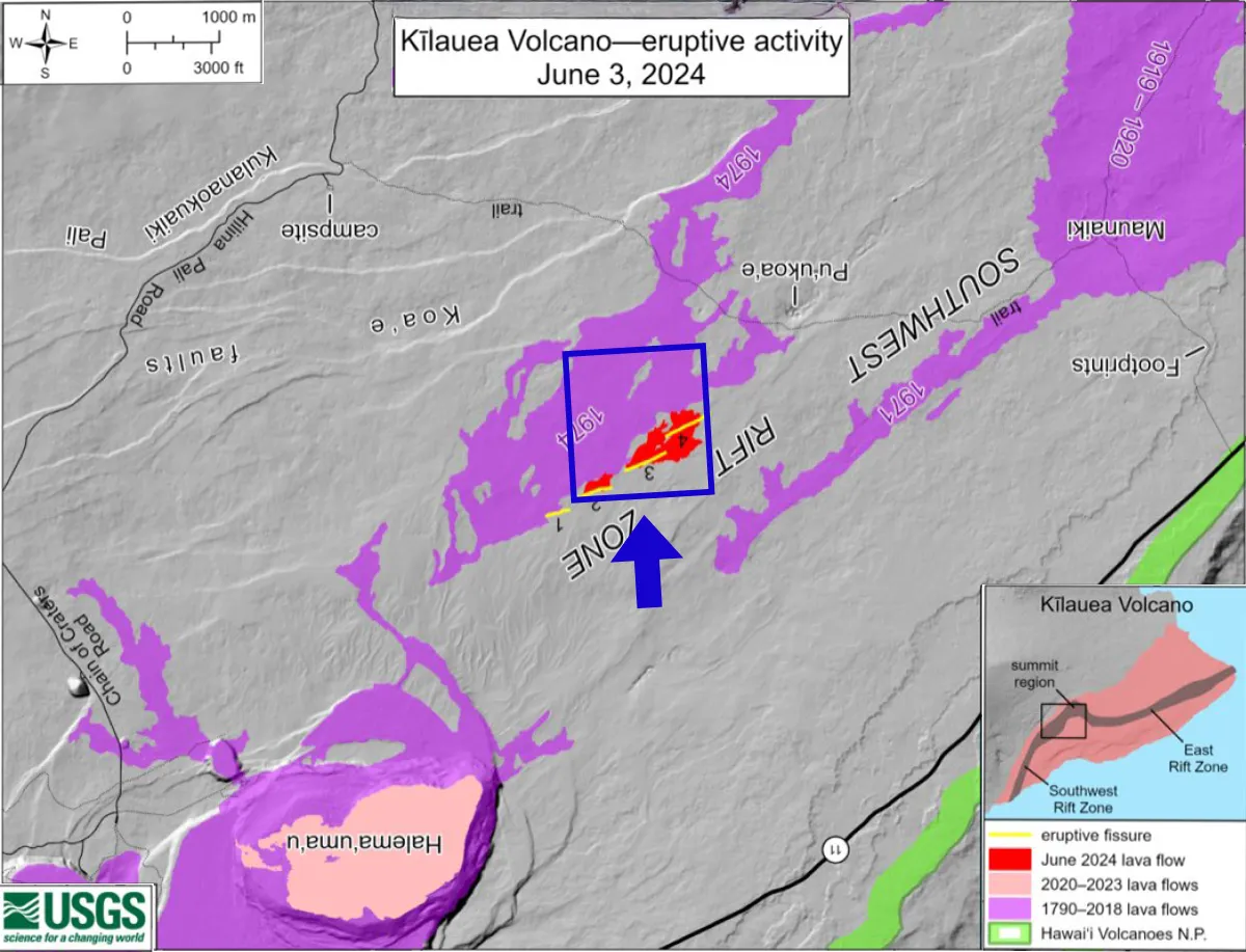 溶岩噴火のマップ